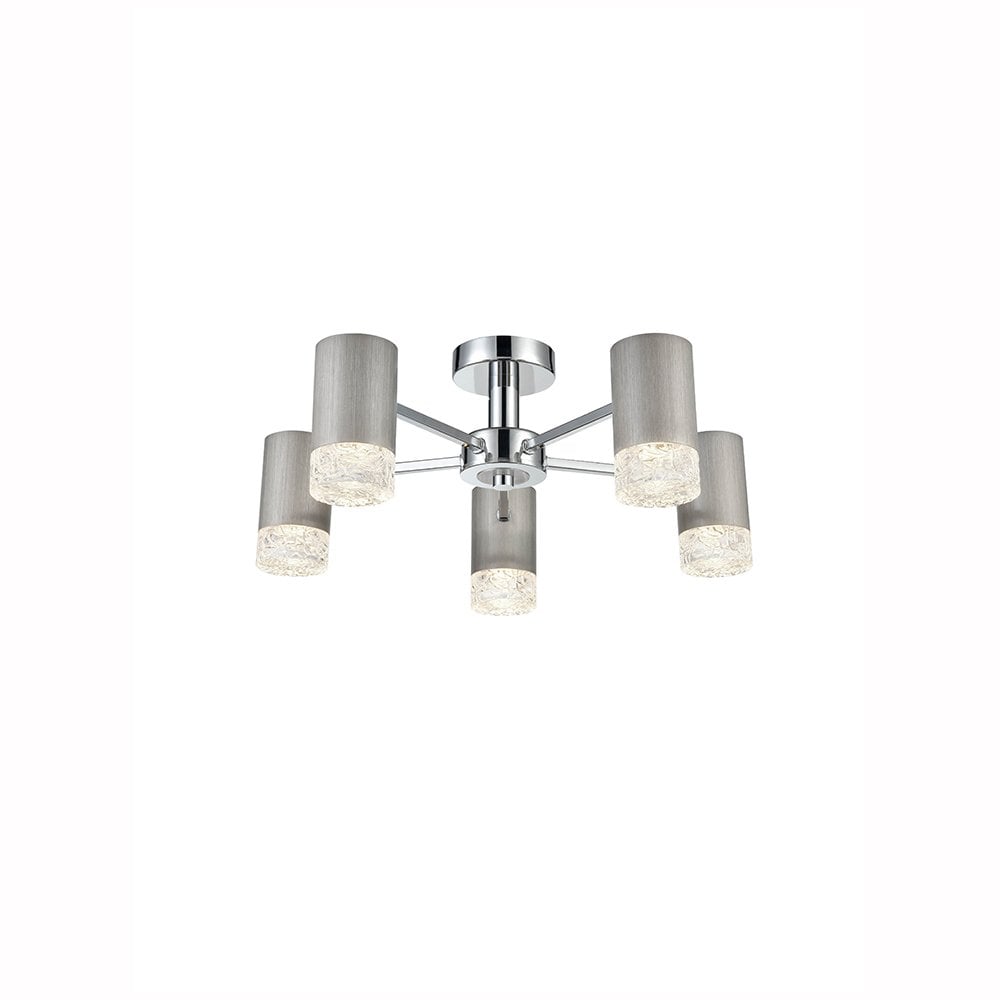 Cordelia Brushed Silver 5 Light Semi Flush Fitting