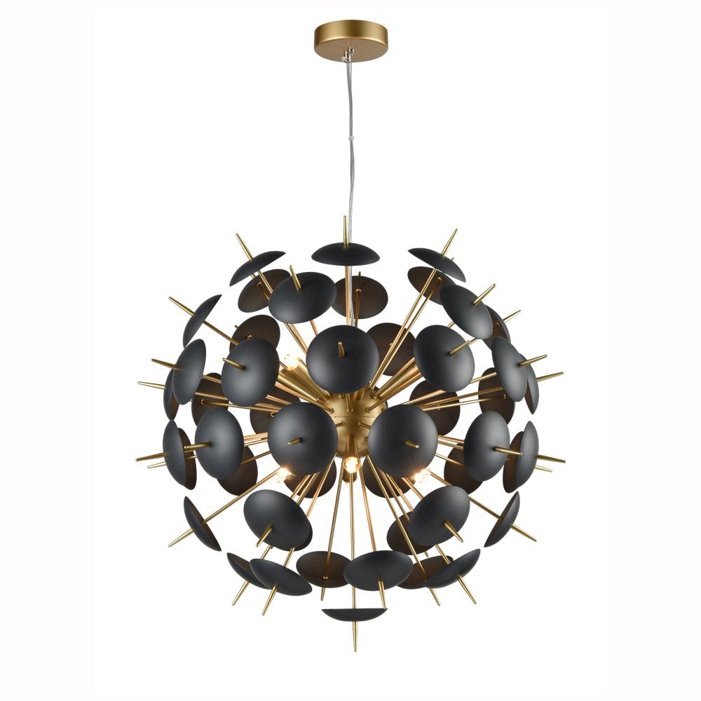 Dandy 12 Light Ceiling Pendant in Matt Gold & Black
