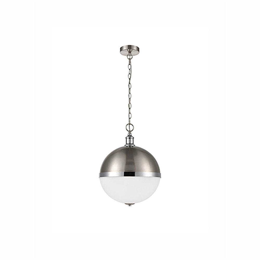 Hemisphere Large Satin Nickel & Chrome Ceiling Pendant