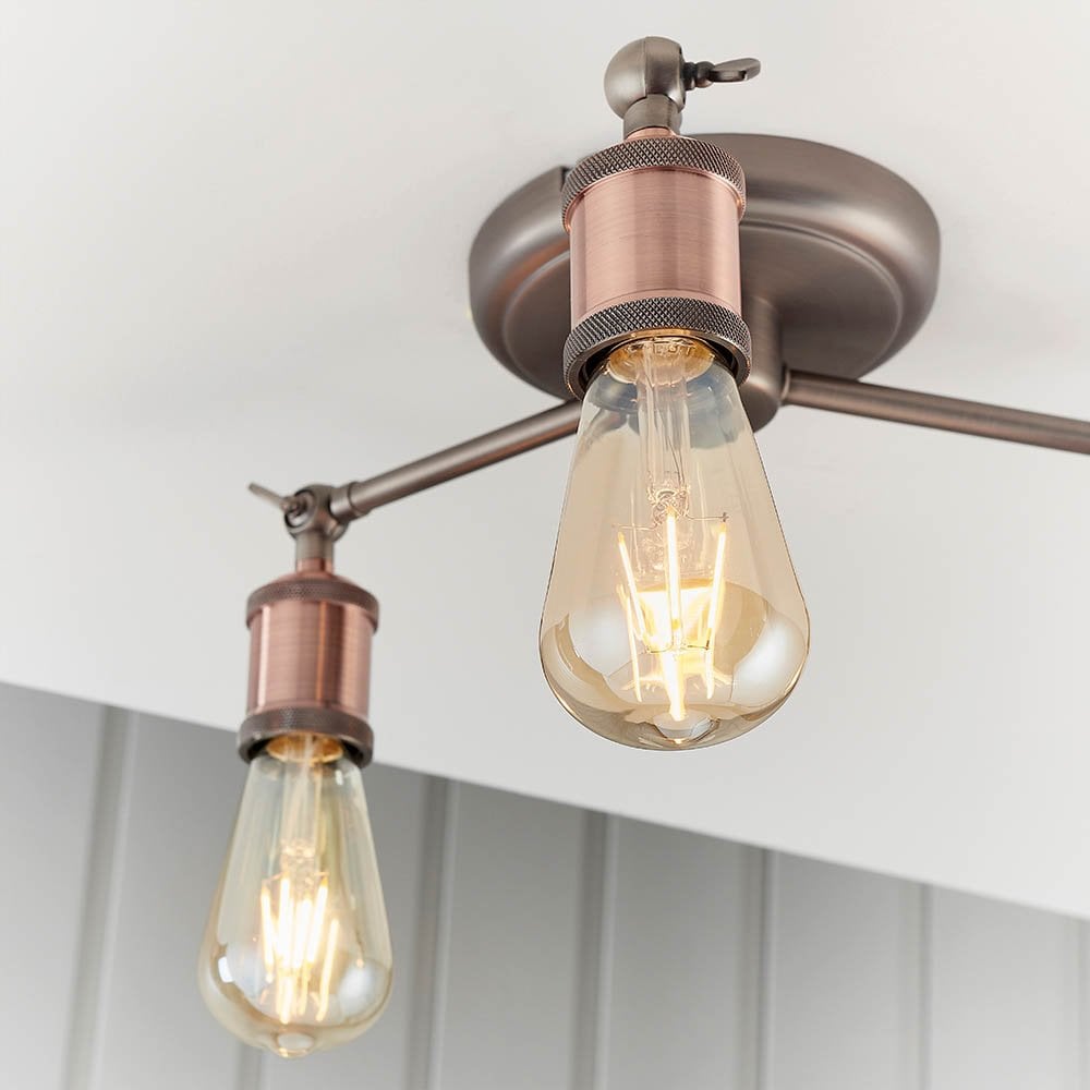 Hal 3 Light Semi Flush in Copper Finish
