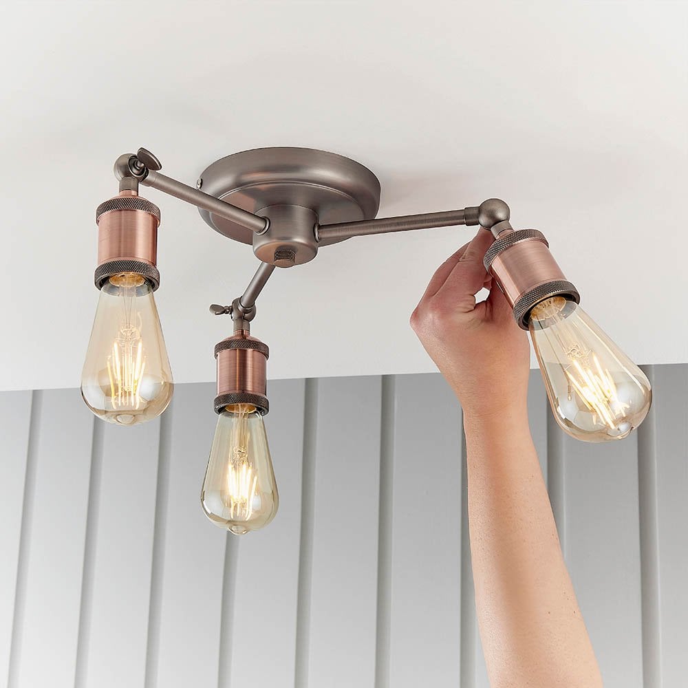 Hal 3 Light Semi Flush in Copper Finish