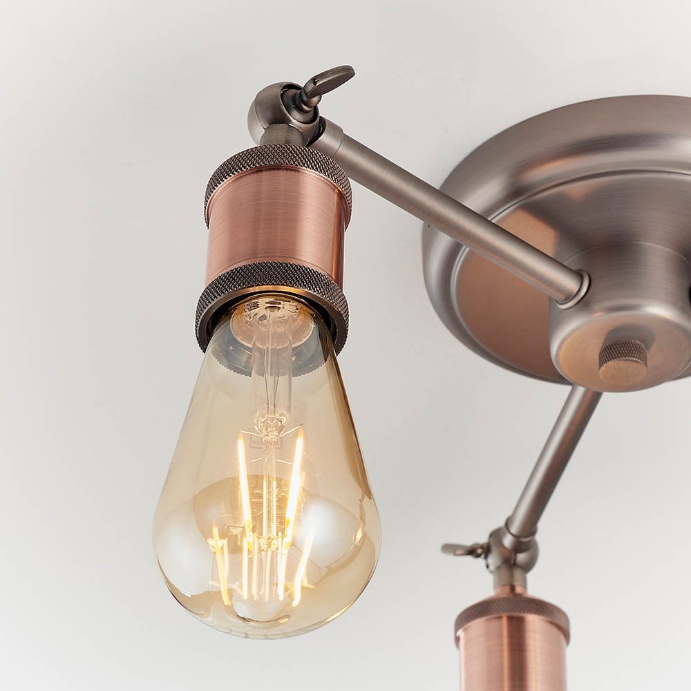 Hal 3 Light Semi Flush in Copper Finish