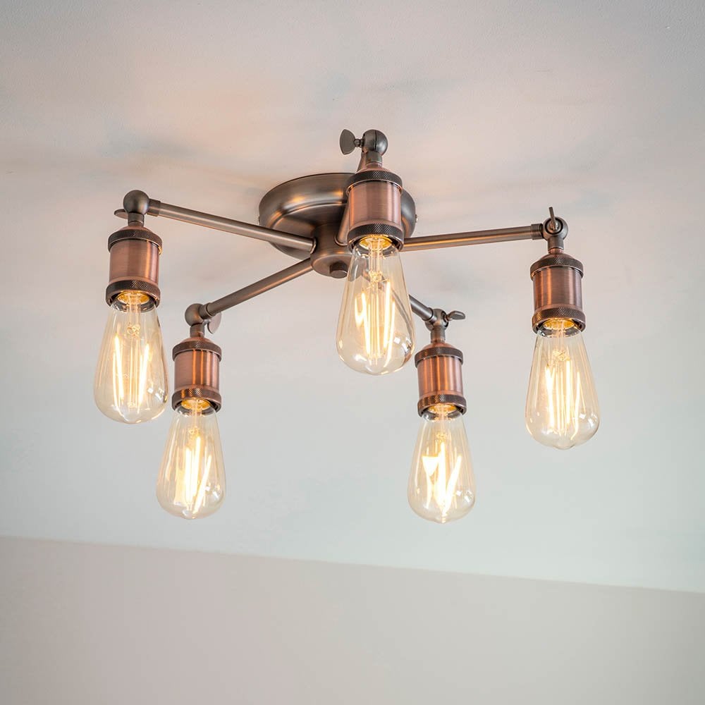 Hal 5 Light Semi Flush in Copper Finish