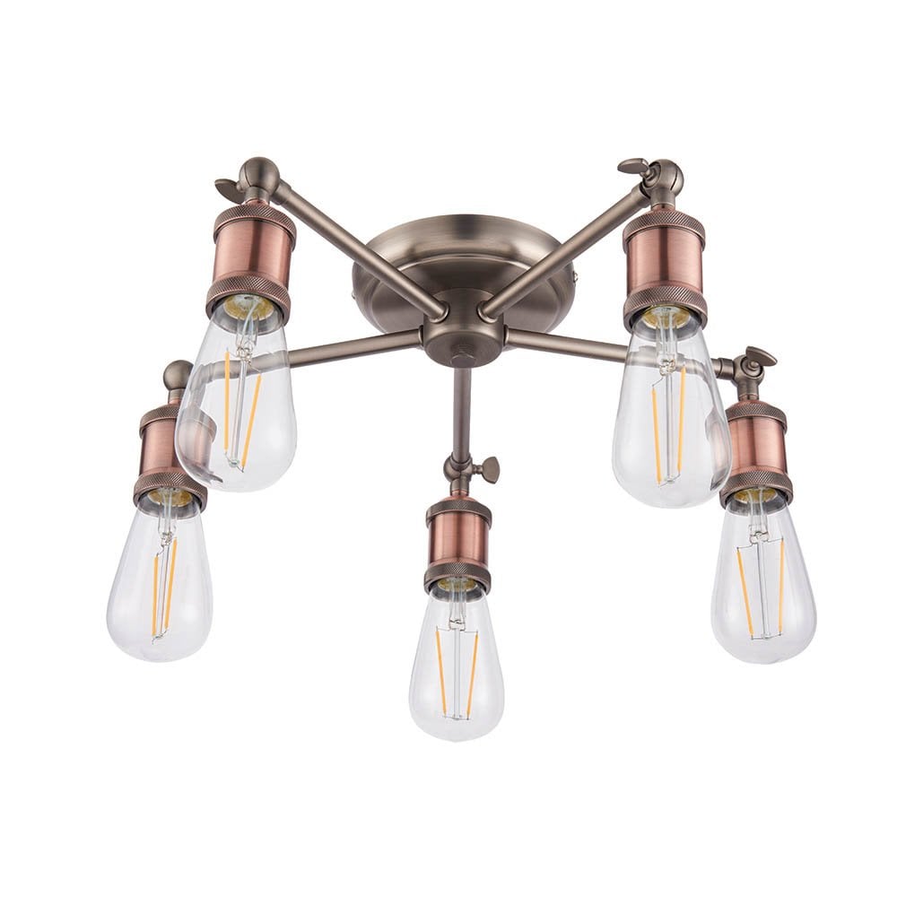 Hal 5 Light Semi Flush in Copper Finish