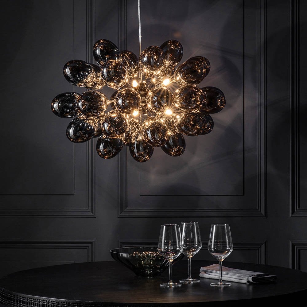 Infinity 8 Light Pendant with Electro Plated Glass Shades