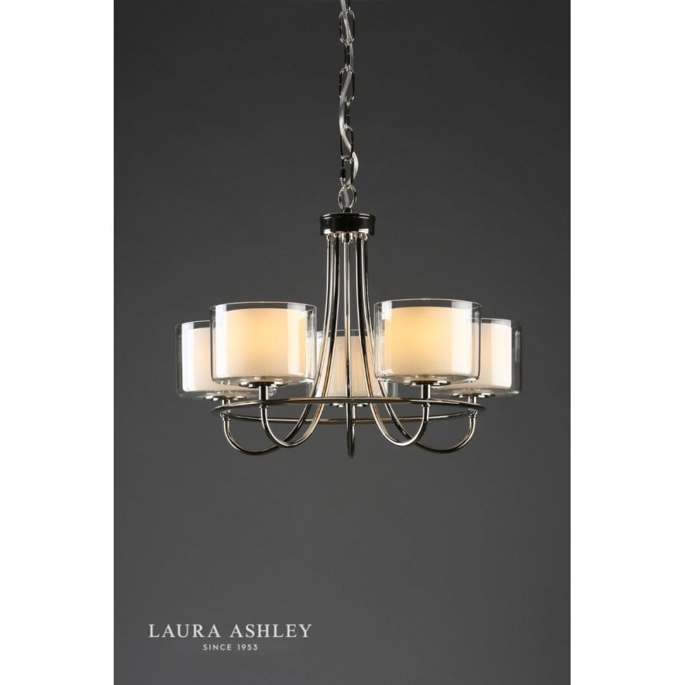 Laura Ashley Southwell 5lt Chandelier Polished Nickel & Glass Shades
