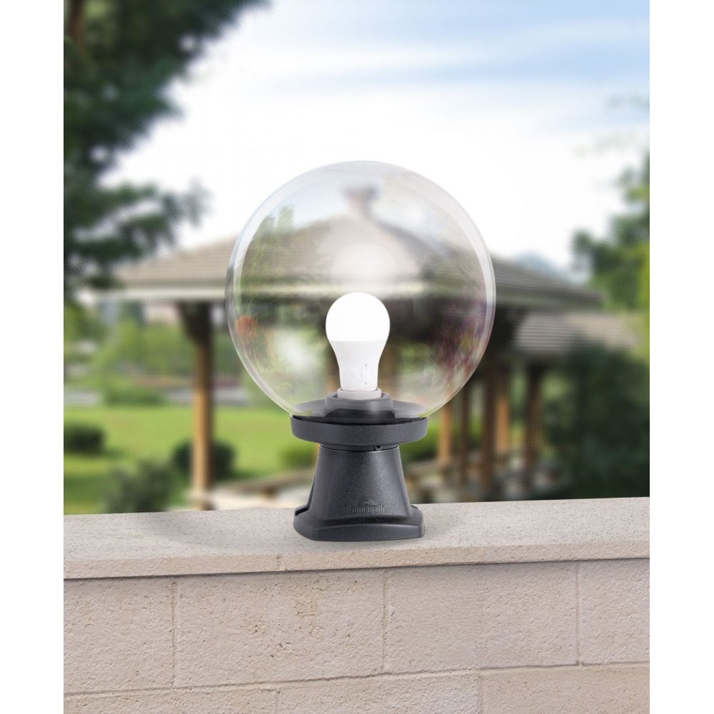 Disma Post Top Light with Clear Globe in Black