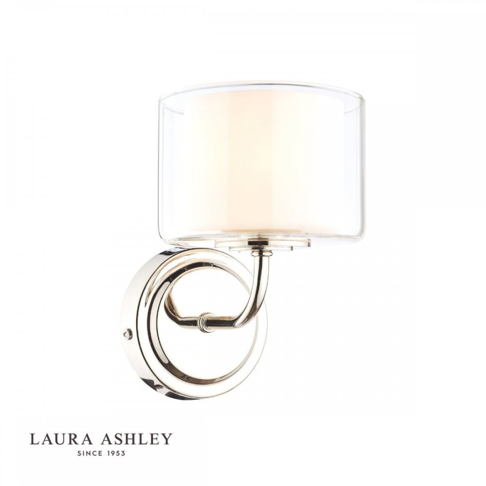 Southwell Wall Light in Polished Nickel & Glass Shade