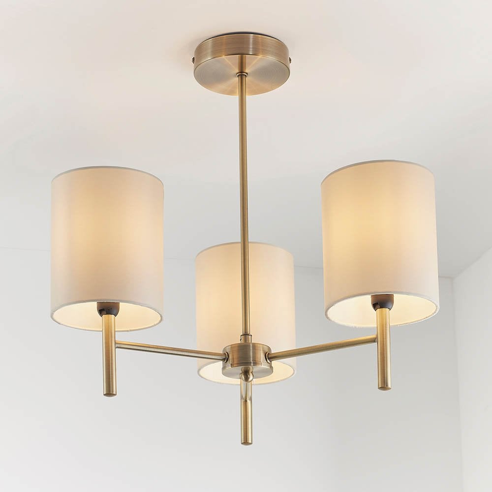 Brio3 Light Semi Flush in Antique Brass