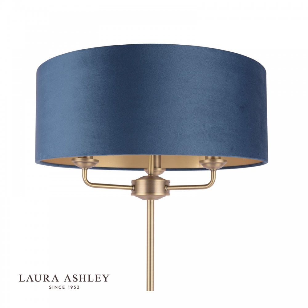 Sorrento Floor Lamp in Antique Brass C/W Blue Shade