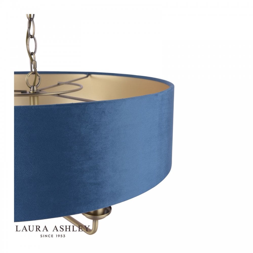 Sorrento 6 Light Pendant in Antique Brass C/W Blue Shade