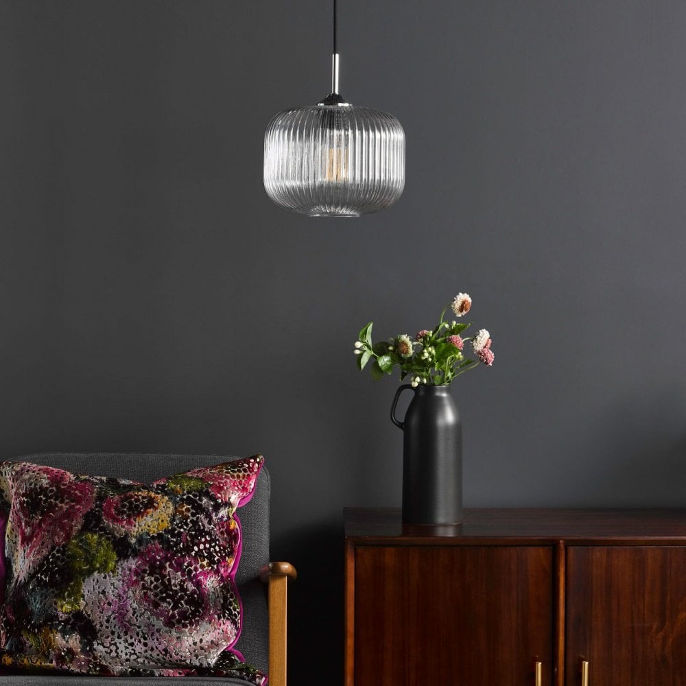 Demarius 1 Light Chrome Pendant with Clear Glass