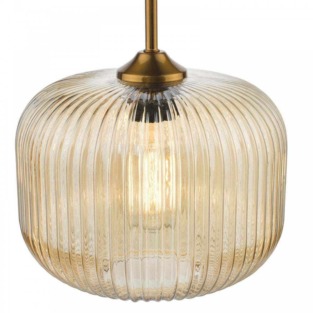 Demarius Natural Brass & Amber Glass Pendant