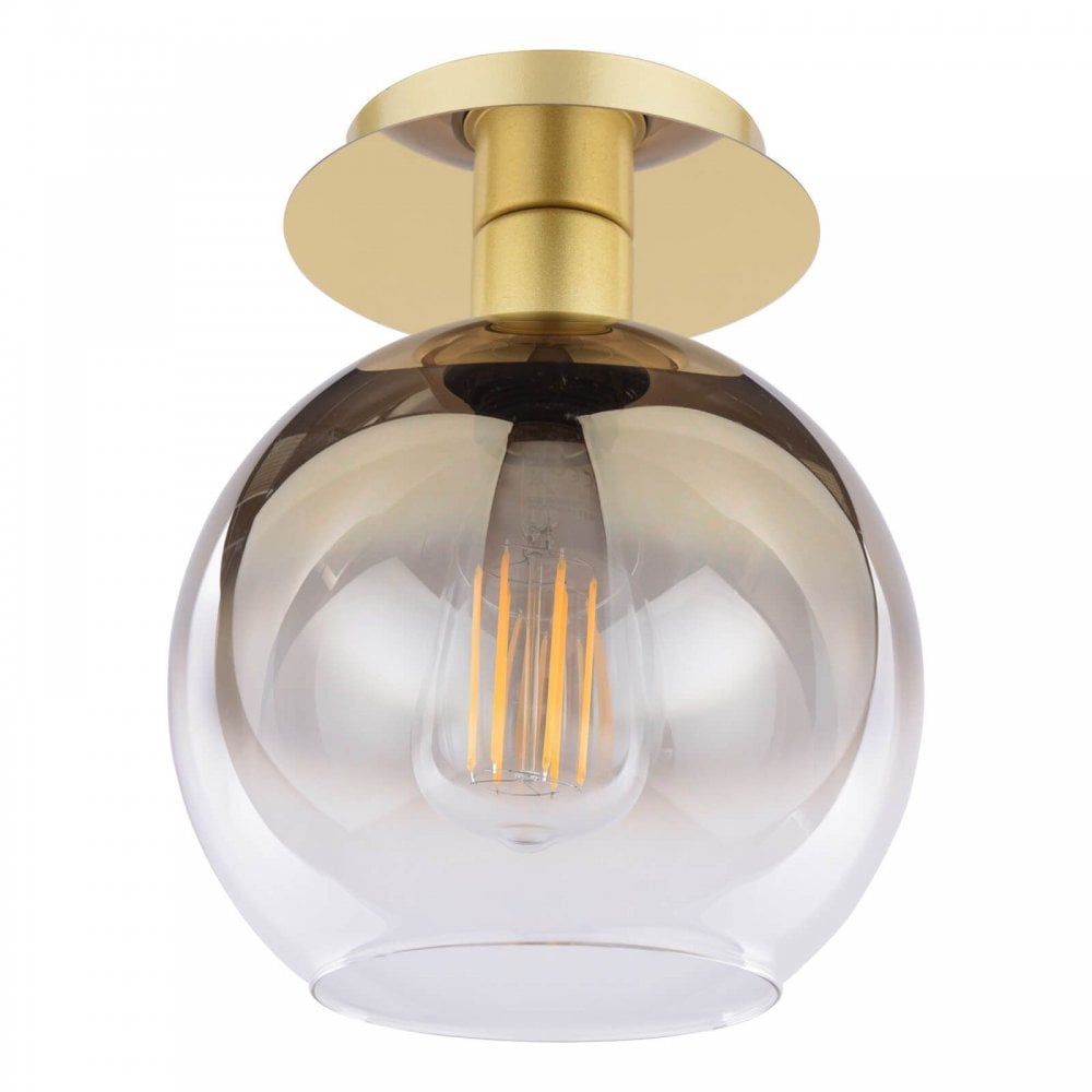 Lycia Polished Gold Semi Flush Fitting with Gold Ombre Glass