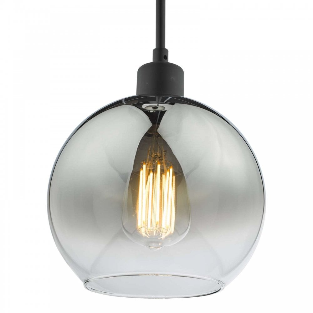 Lycia Single Black Pendant C/W Smoked Glass Shade