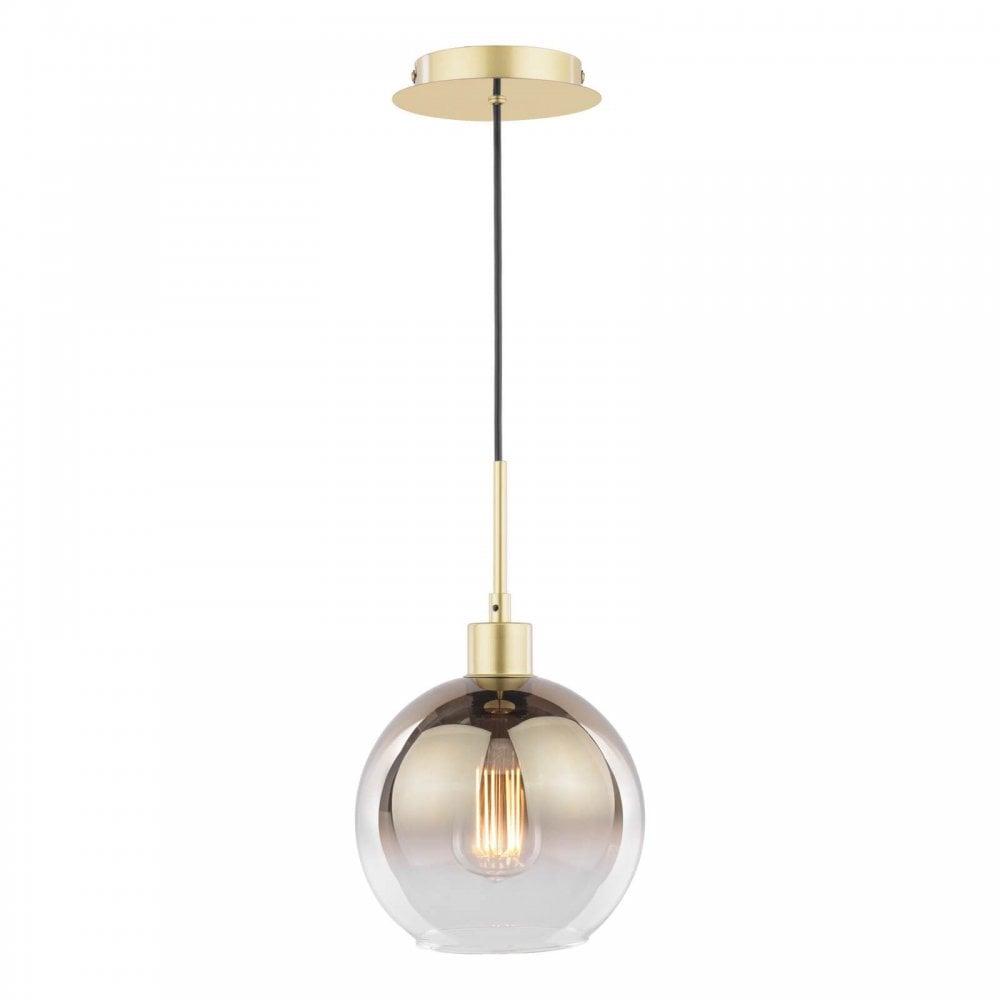 Lycia Single Polished Gold Pendant C/W Ombre Glass Shade