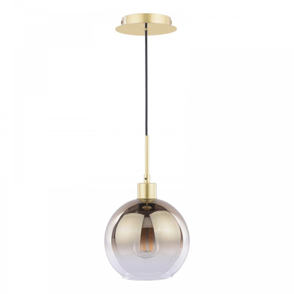 Lycia Single Polished Gold Pendant C/W Ombre Glass Shade