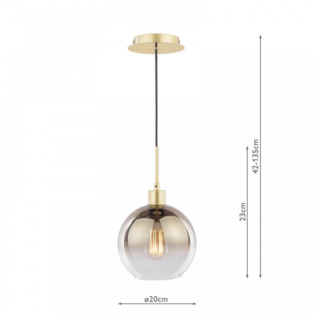 Lycia Single Polished Gold Pendant C/W Ombre Glass Shade