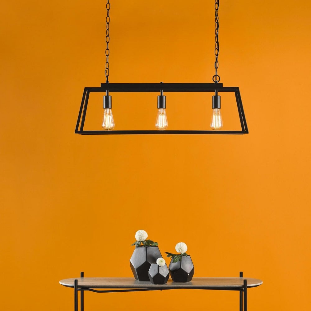 Claudia 3 Light Bar Pendant in Matt Black