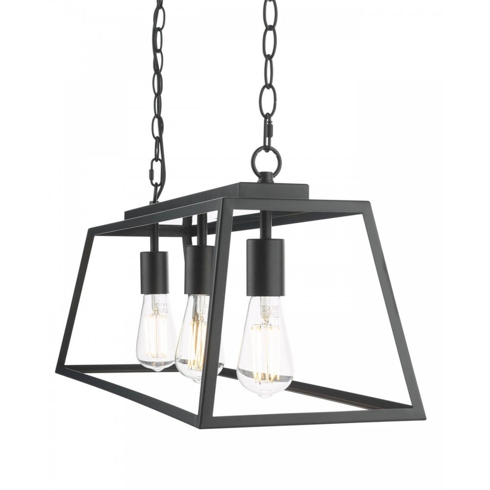 Claudia 3 Light Bar Pendant in Matt Black
