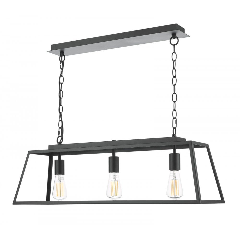 Claudia 3 Light Bar Pendant in Matt Black