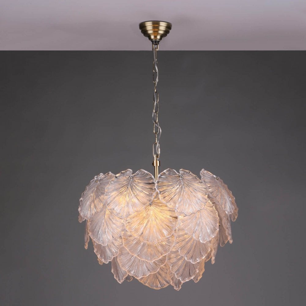 Courtney 10 Light Textured Glass Pendant