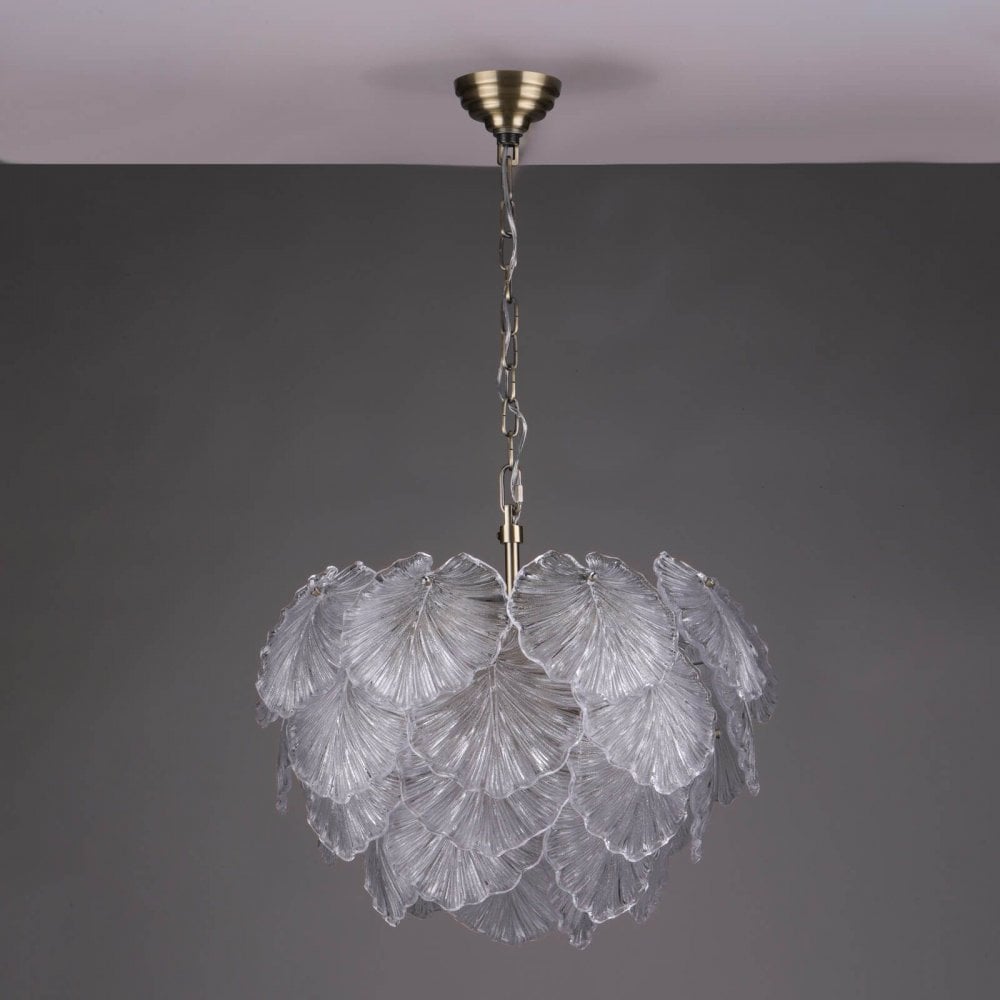 Courtney 10 Light Textured Glass Pendant