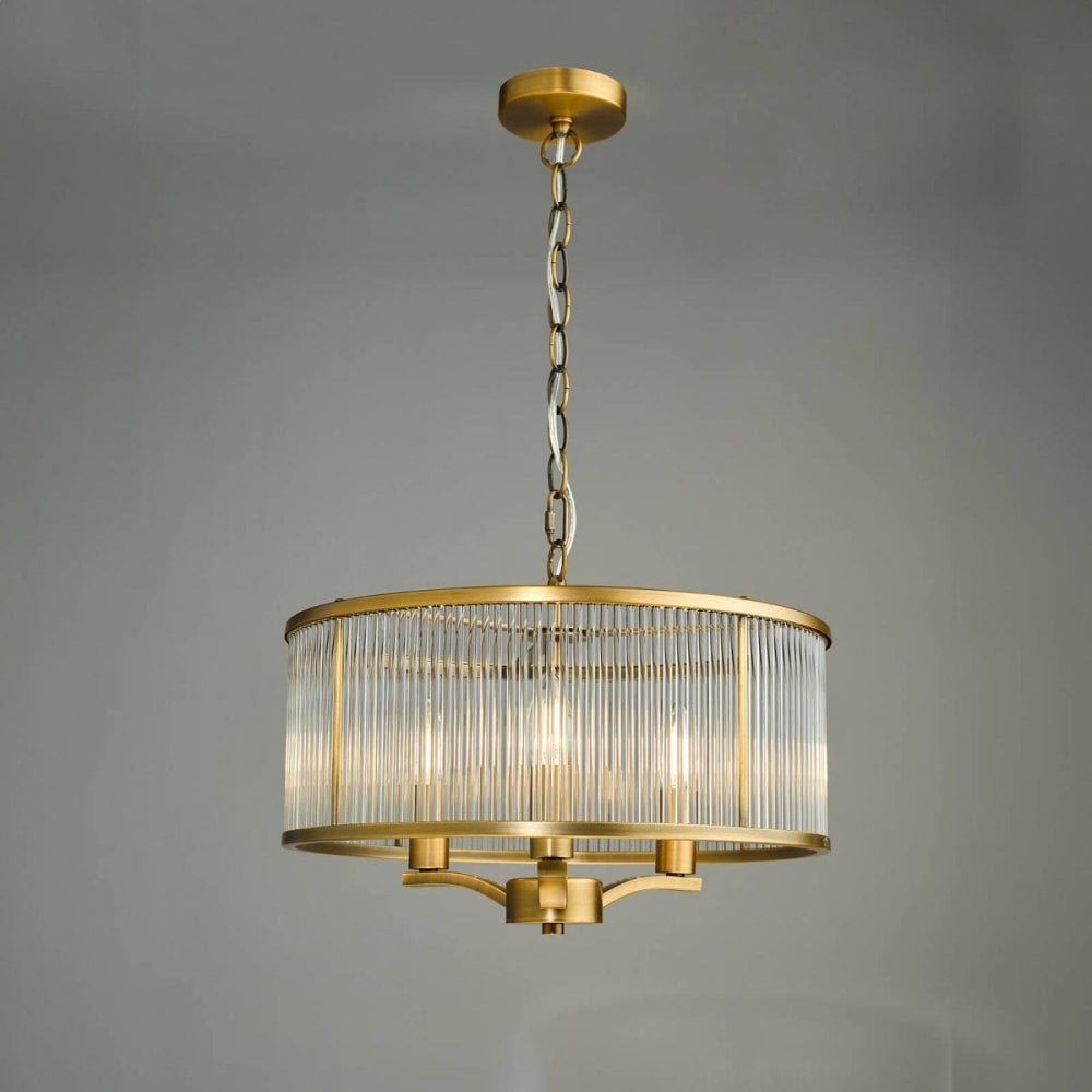 Evelyn 3 Light Antique Bronze & Glass Pendant
