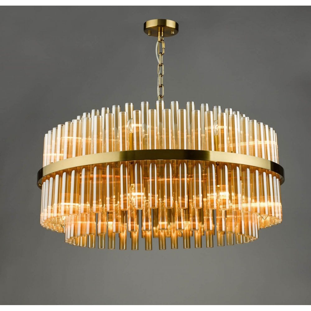Imani 16 Light Natural Brass Chandelier C/W Champagne Glass