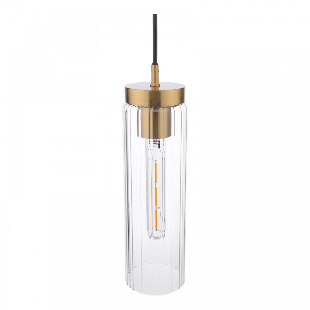 Jodelle Polished Bronze & Glass Single Pendant