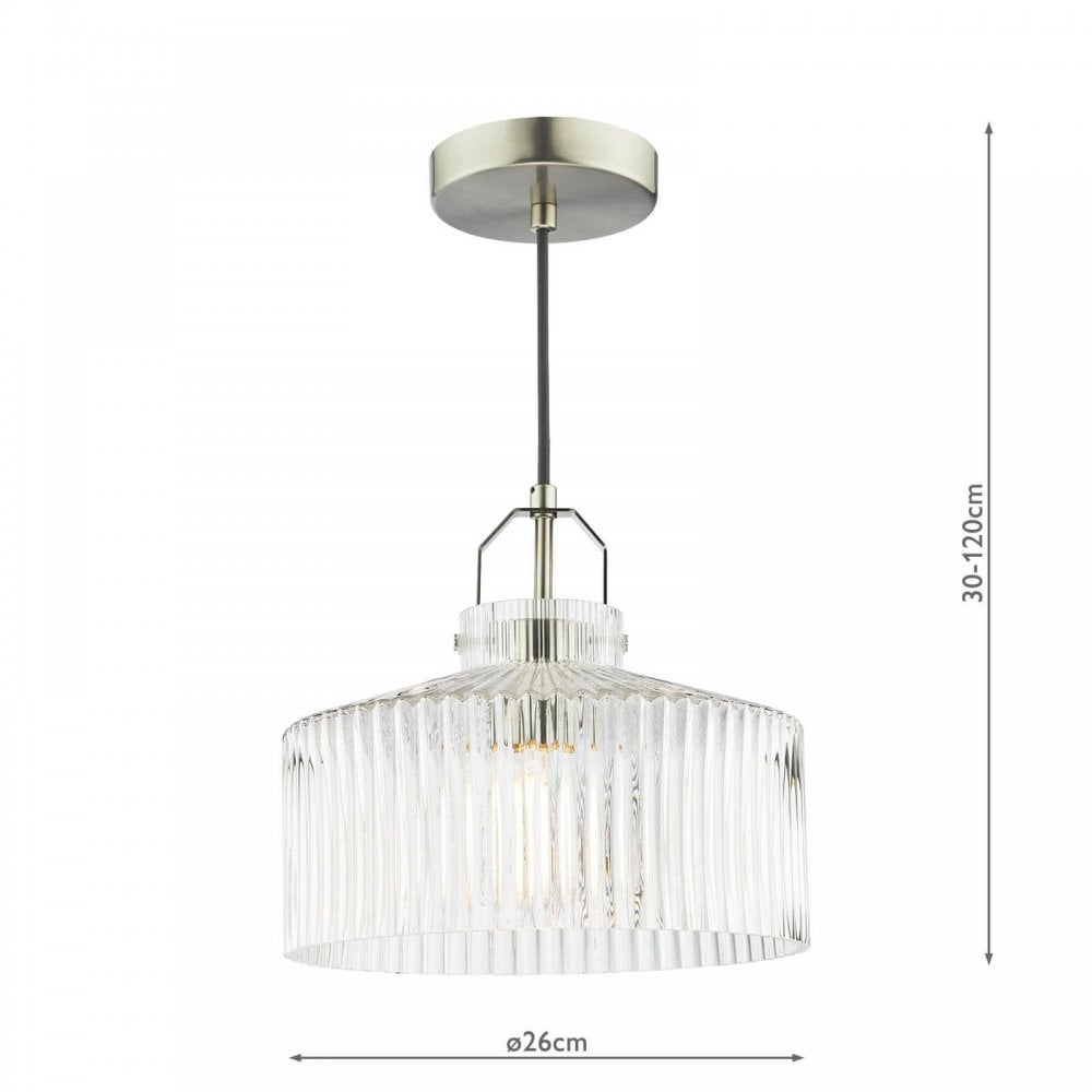 Lenka Satin Nickel & Ribbed Glass Pendant
