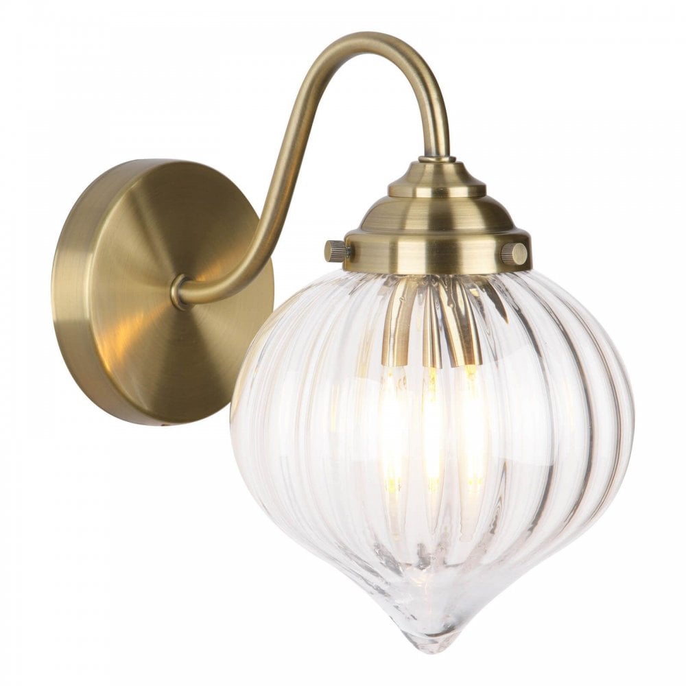 Mya Antique Brass & Glass Wall Light