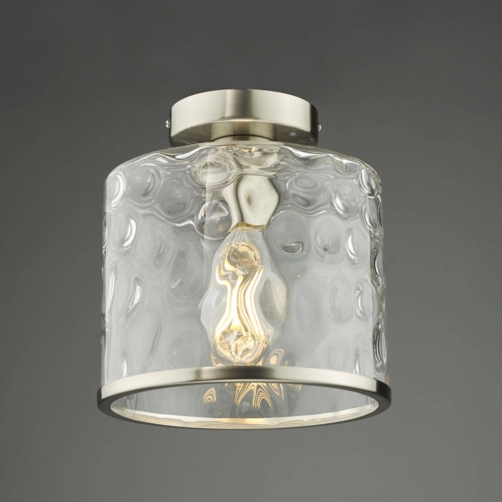 Olsen Semi Flush in Satin Chrome & Glass