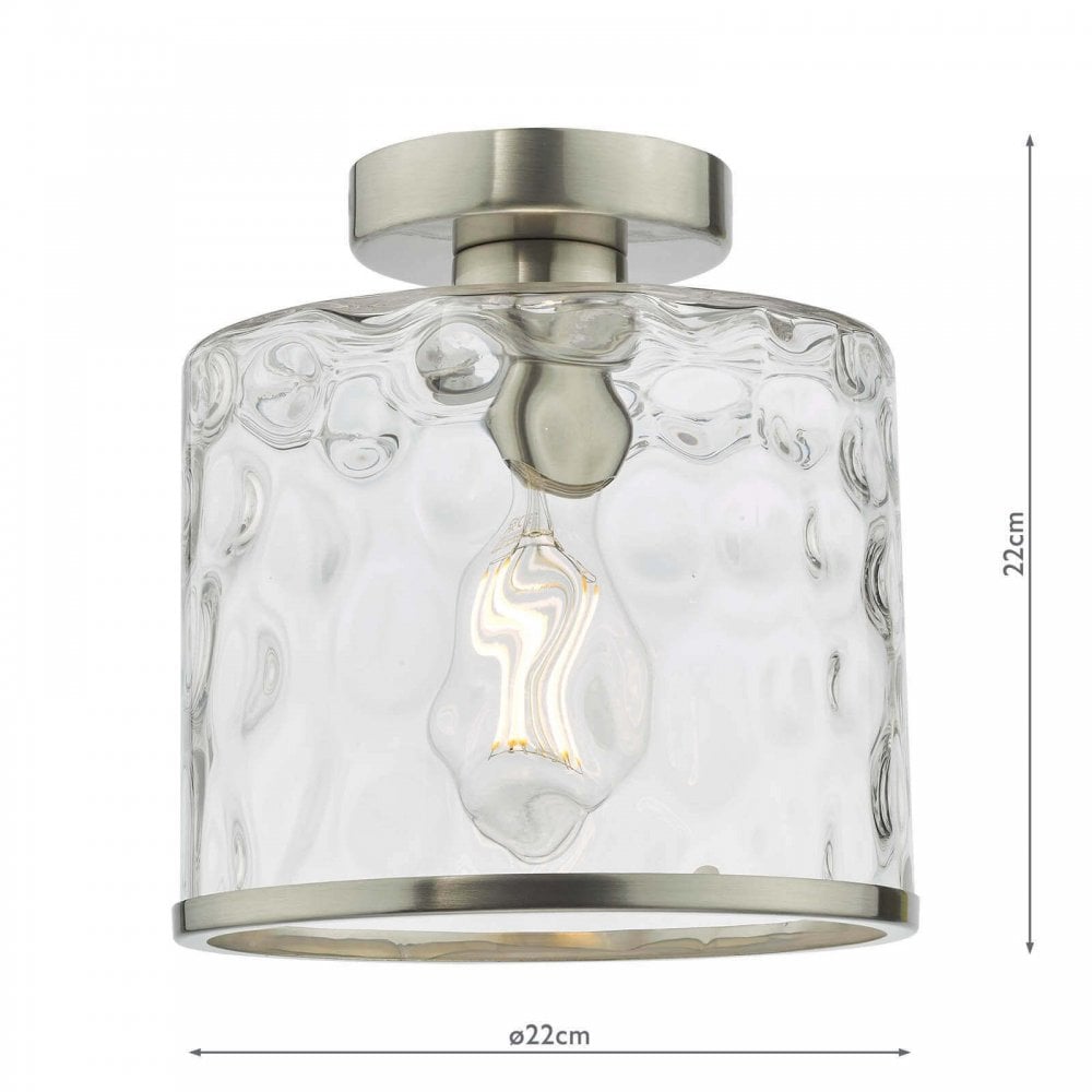 Olsen Semi Flush in Satin Chrome & Glass
