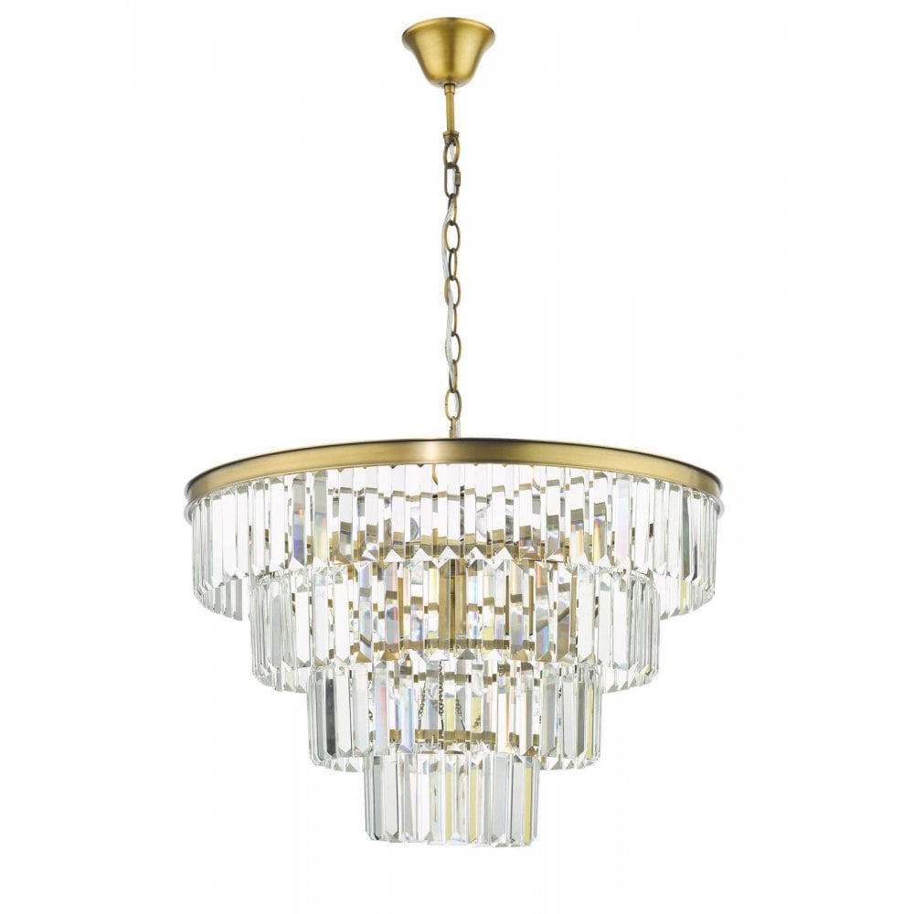 Rhapsody 6 Light Crystal Chandelier in Natural Brass