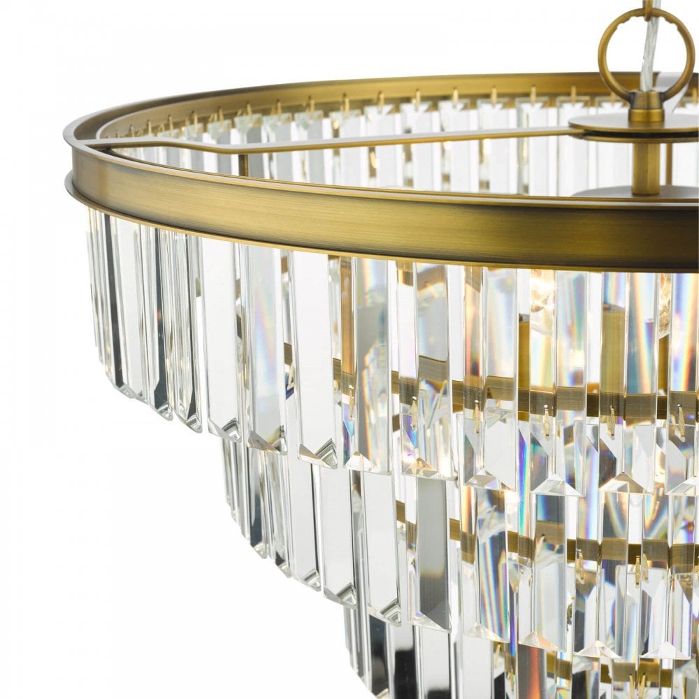 Rhapsody 6 Light Crystal Chandelier in Natural Brass
