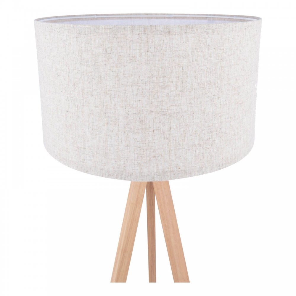 Armitage Light Wood Tripod Floor Lamp C/W Shade