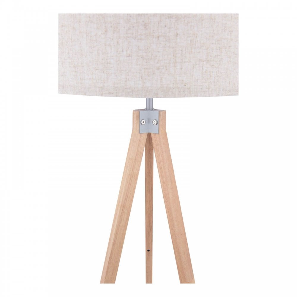 Armitage Light Wood Tripod Floor Lamp C/W Shade