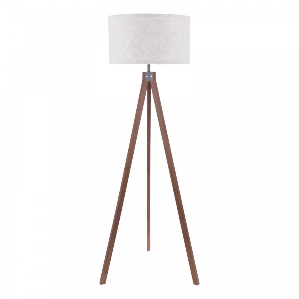 Armitage Dark Wood Tripod Floor Lamp C/W Shade
