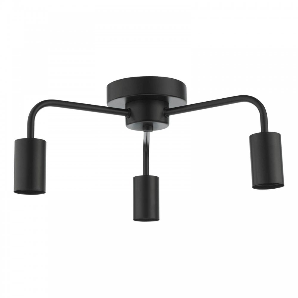 Dena 3 Light Semi Flush Fitting in Matt Black
