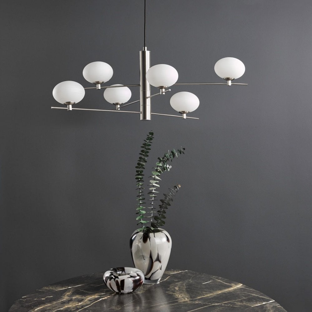 Jasper 6 Light Satin Nickel Pendant