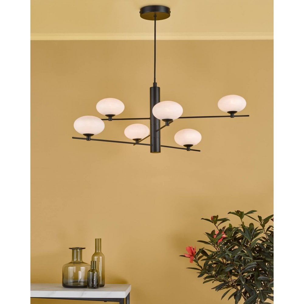 Jasper 6 Light Matt Black Pendant
