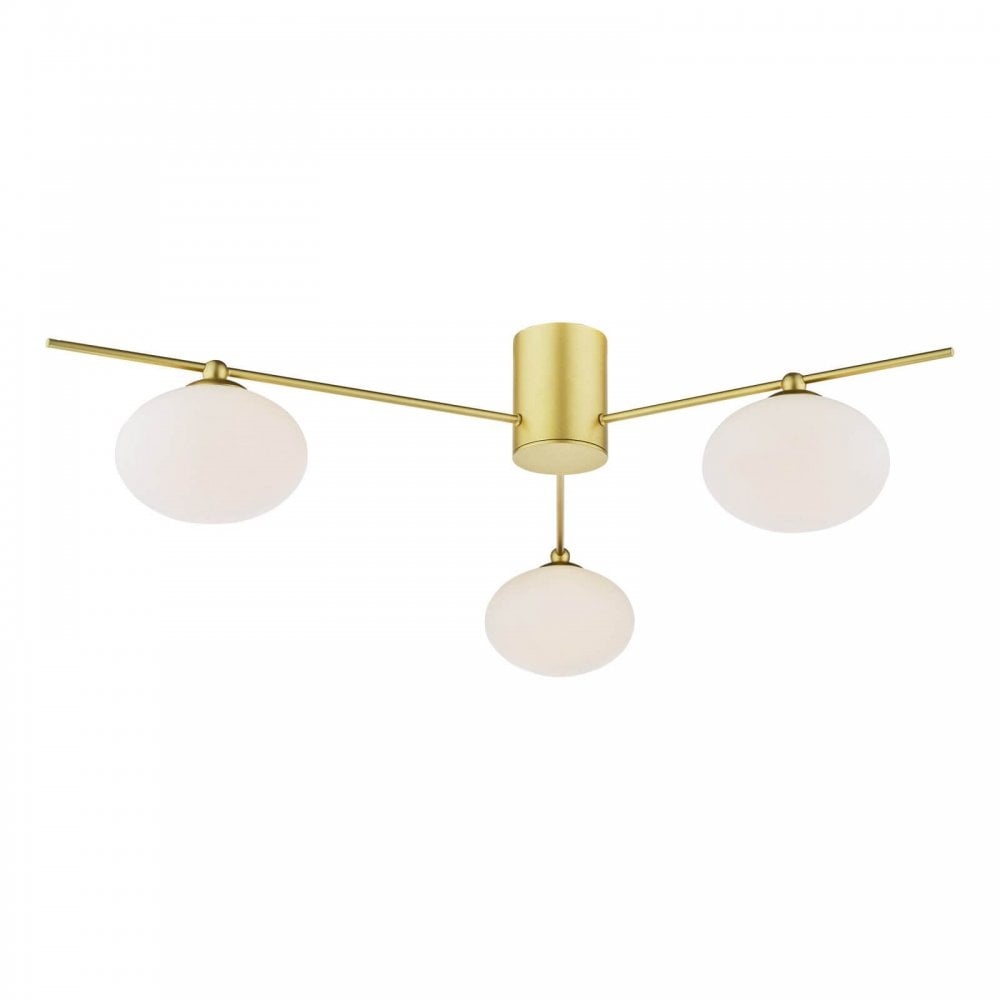 Jasper Satin Gold 3 Light Semi Flush Fitting