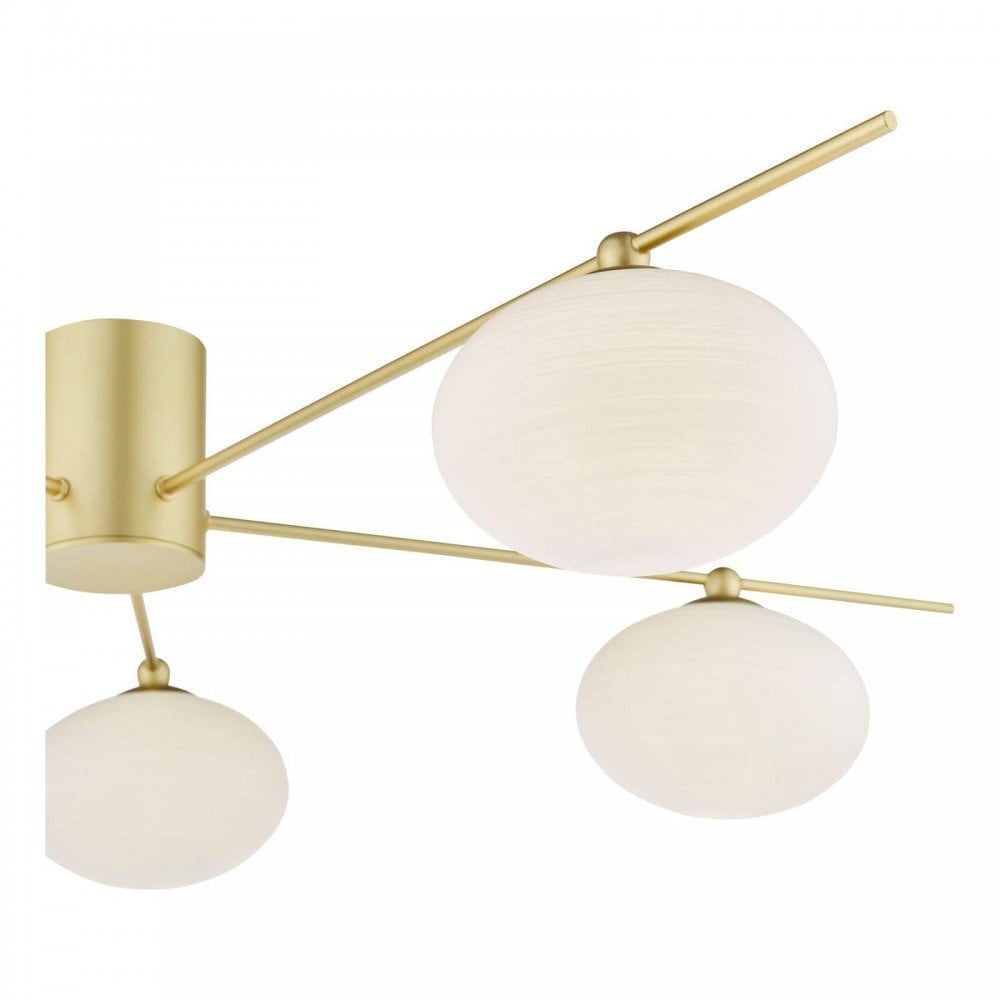 Jasper Satin Gold 5 Light Semi Flush Fitting