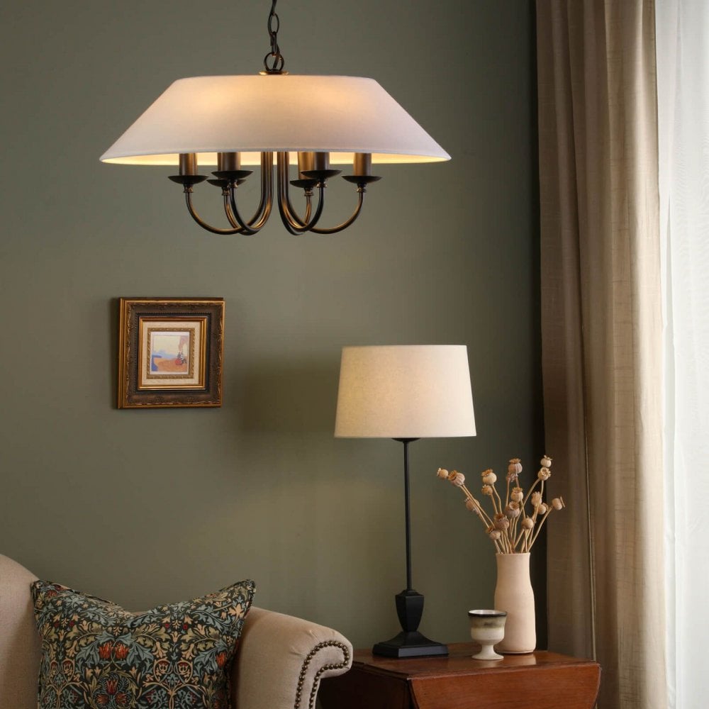 Sivan 6 Light Matt Black Pendant C/W Shade
