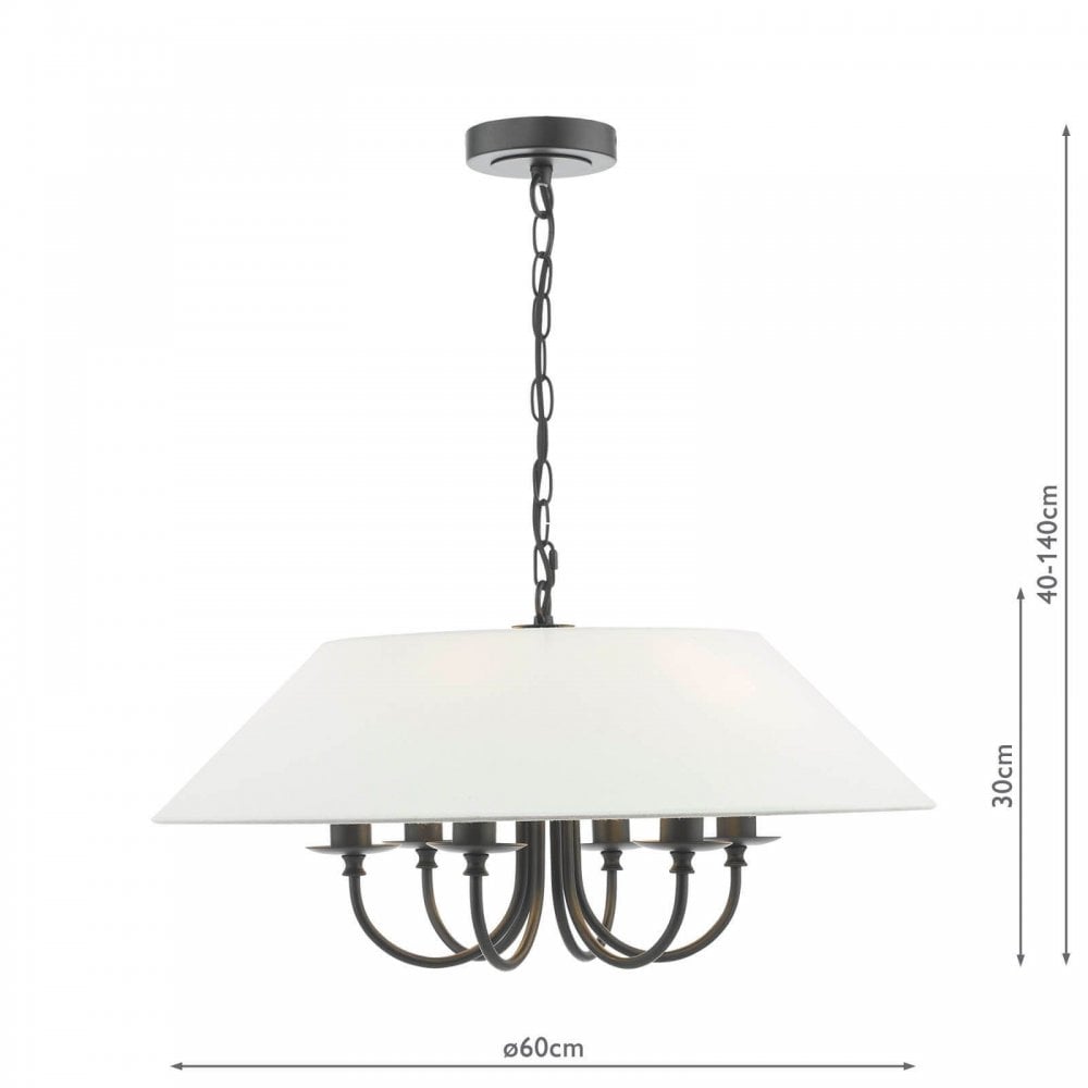 Sivan 6 Light Matt Black Pendant C/W Shade