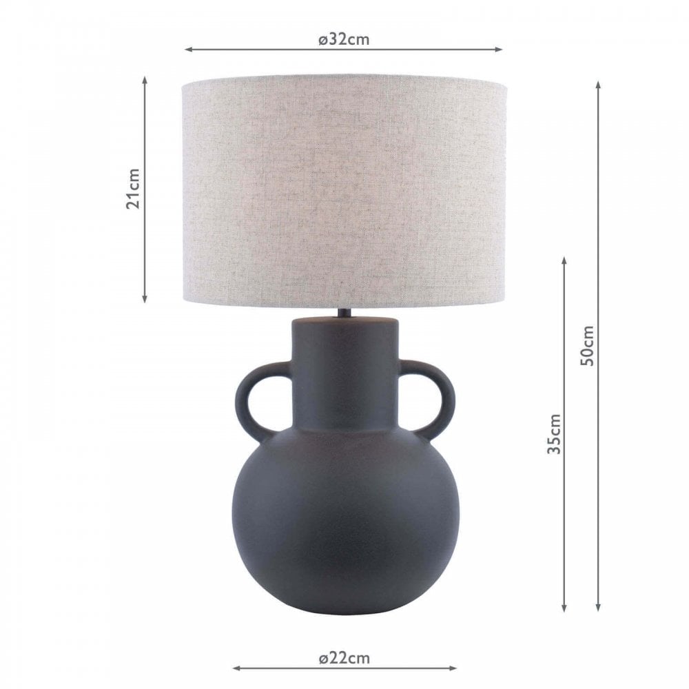 Urn Black Ceramic Table Lamp C/W Shade