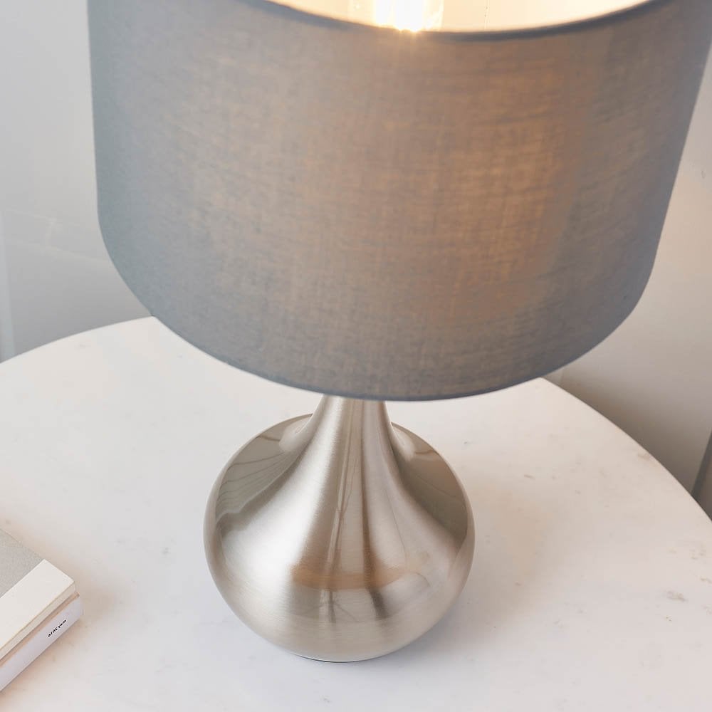 Piccadilly Touch Table Lamp in Nickel C/W Shade