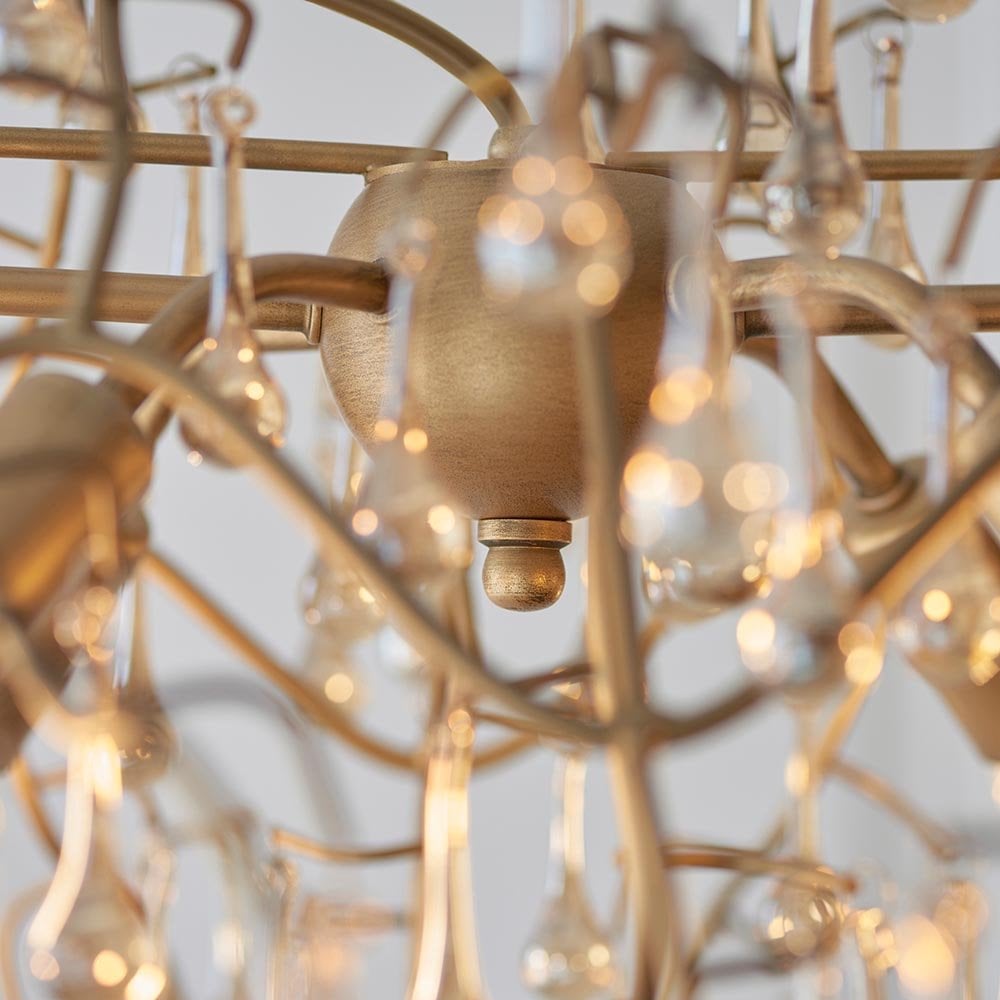 Colin Aged Gold Linear Chandelier with Champagne Glass