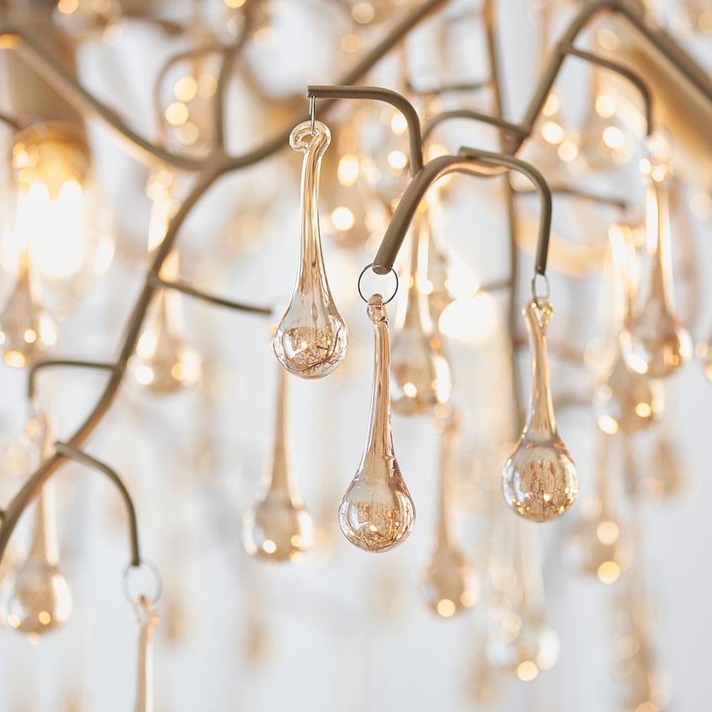 Colin Aged Gold Linear Chandelier with Champagne Glass